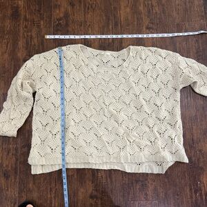 Women's Cream Open-Knit Pullover Sweater